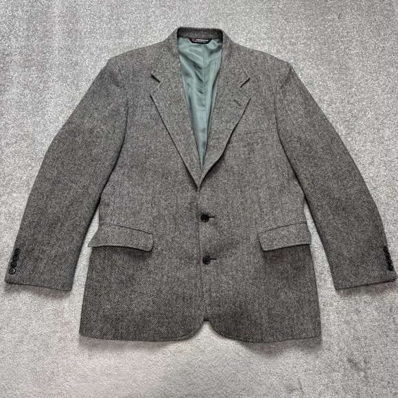 Hardwick Other - Vintage 42R 100% Wool Herringbone Blazer Black White Hardwick Jacket USA